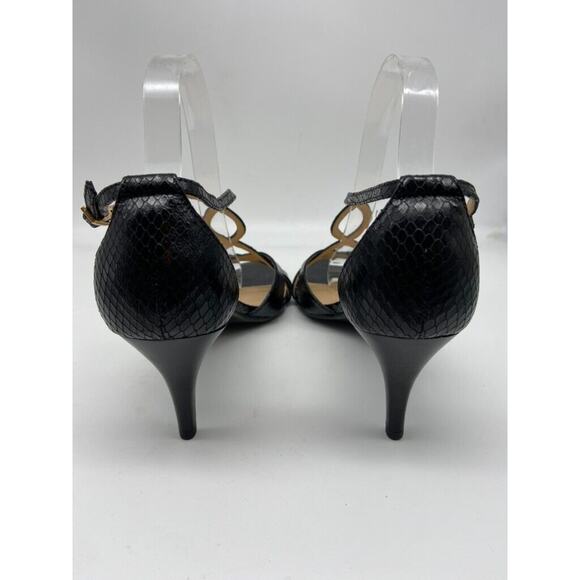 Talbots Shoes Women’s 9.5M‎ Black Sandals Kitten Heel Leather Strappy 3" Heels - Picture 3 of 14